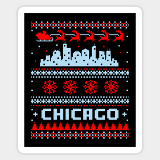 CHICAGO Flag City Skyline Ugly Christmas Sweater Party Chicago Fan Favorite Magnet